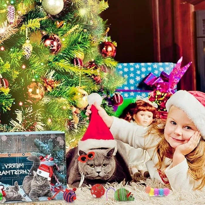 🔥Last 48 hours 57% OFF - 🐱2024 Christmas Countdown Cat Toys Advent Calendar