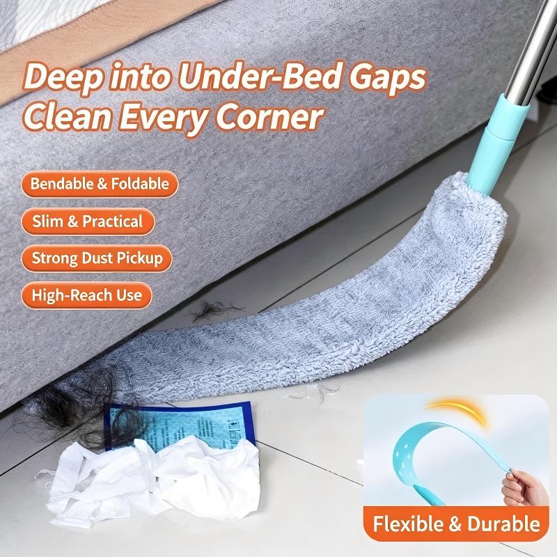 Extendable Under Bed Duster with Long Handle for Dust and Hair Removal Cleaning Tool