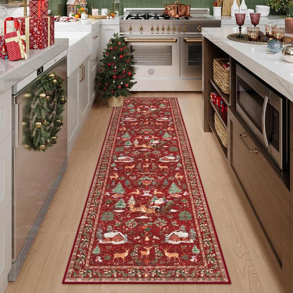🔥LAST DAY 49% OFF🦌🎄🎅⚡Christmas Deer Santa Long Rug