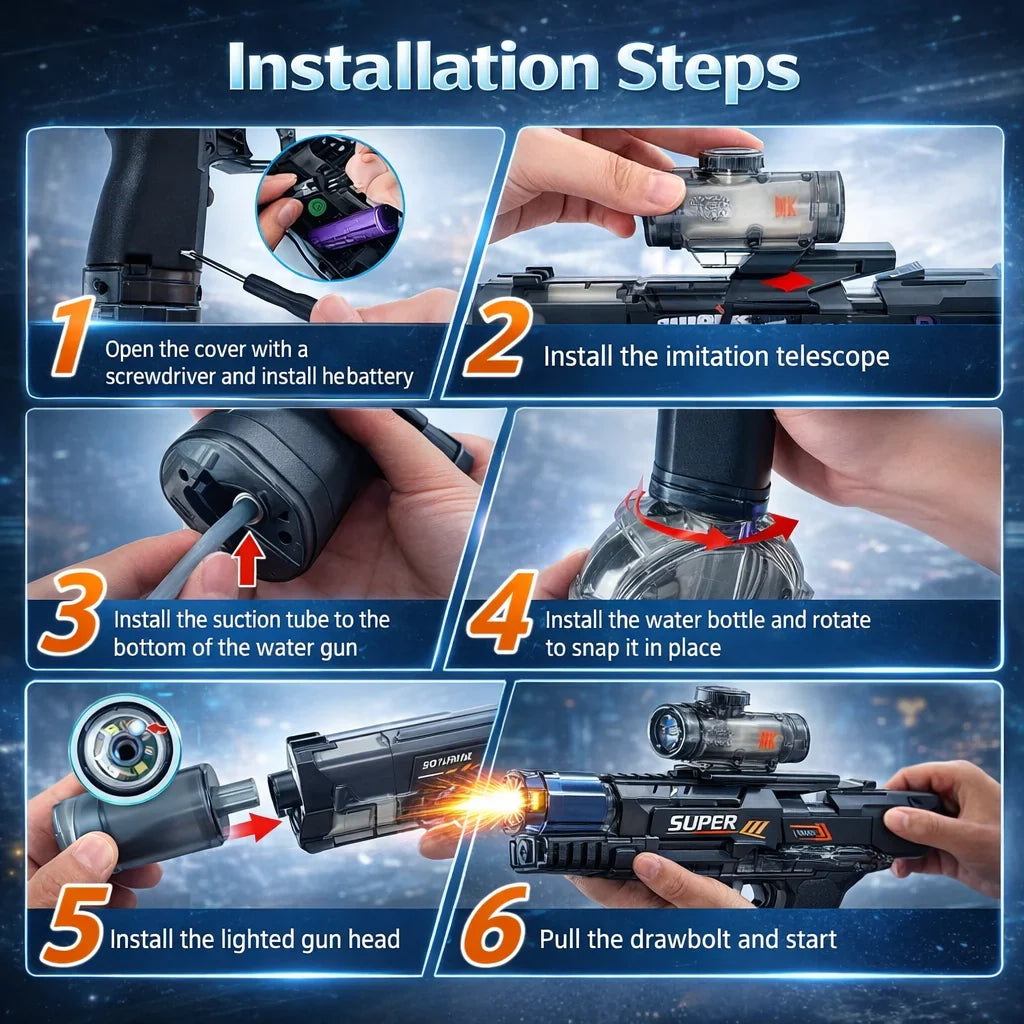 💦 Electric Water Gun | Non-Stop Automatic Spray & Tactical Sight (No Pumping Needed!)