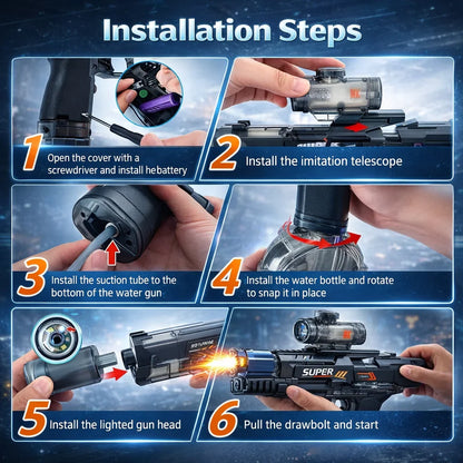 💦 Electric Water Gun | Non-Stop Automatic Spray & Tactical Sight (No Pumping Needed!)
