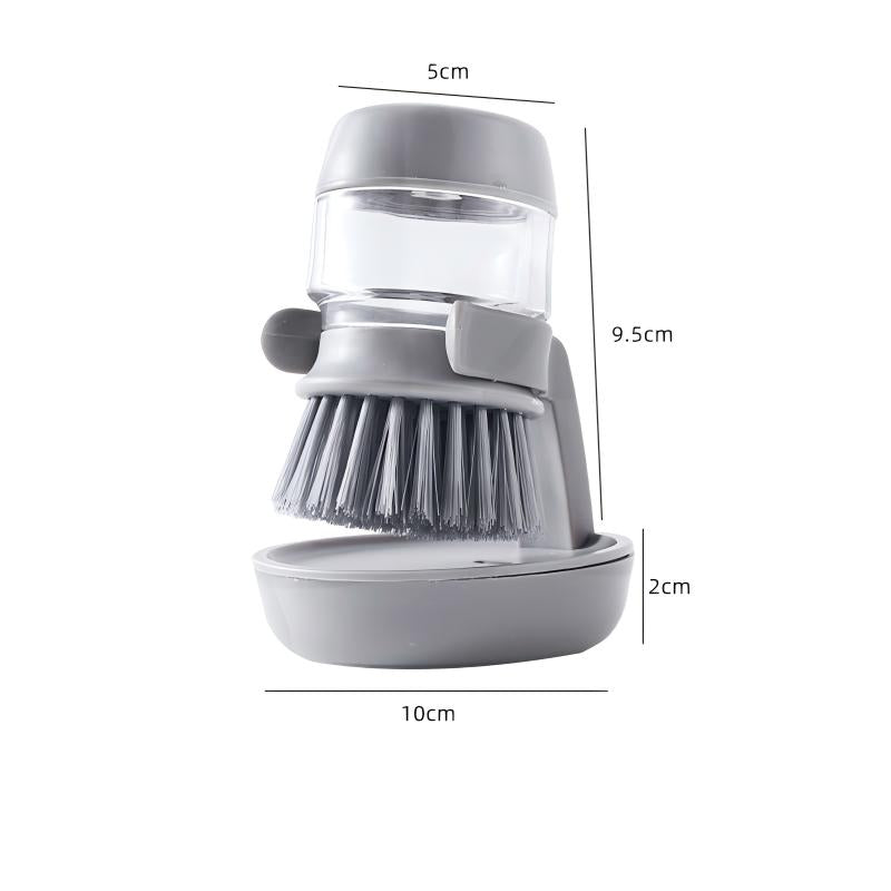 Long Handle Automatic Soap Dispensing Dish Brush with Sponge and Steel Wool Dual Sided for Kitchen