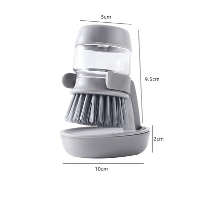 Long Handle Automatic Soap Dispensing Dish Brush with Sponge and Steel Wool Dual Sided for Kitchen