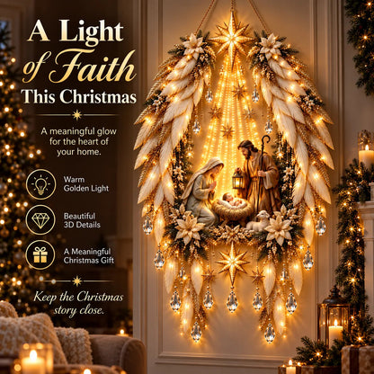 👼 Heavenly Angel Wings Nativity Light✨ – Lighted Christmas Wall Decor  ✈️
