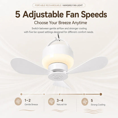 🌟2-in-1 Rechargeable Camping Lantern & Fan – Portable, Hangable & USB Rechargeable