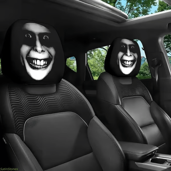 😆 Funny Cartoon Car Headrest Covers – 2PCS Universal Fit 🚗