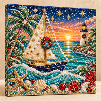 Coastal Christmas Pearl Diamond Painting Kit