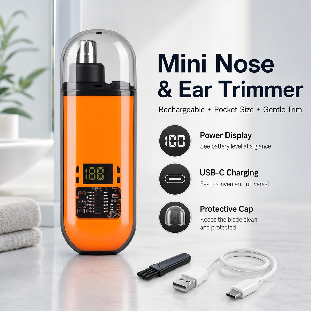 🔥 LAST DAY 49% OFF-🛠️Professional LED Display Nose Hair Trimmer