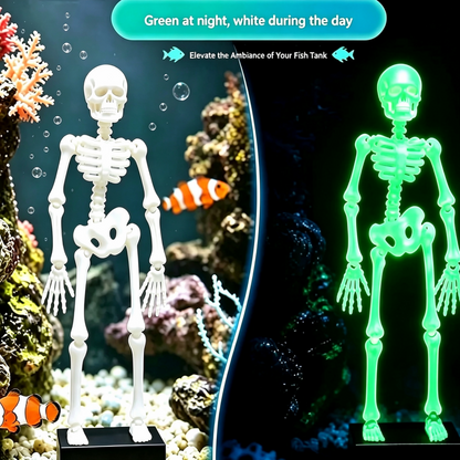 3D Printed Dancing Skeleton Aquarium Bubbler with Air Tube, Halloween Themed Fish Tank Decor, Glow-in-the-Dark Movable Skeleton Ornament, Air-Powered Aquarium Bubble Decoration, Unique Gift for Fish Tank Lovers
