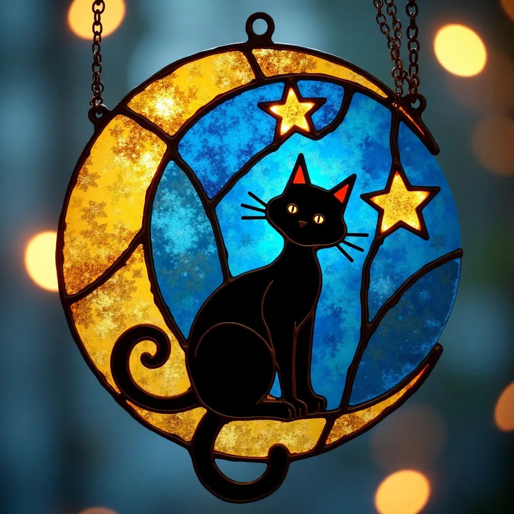 🔥LAST DAY SALE 50% OFF - ✨Whimsical Moonlight Cat Window Hanging