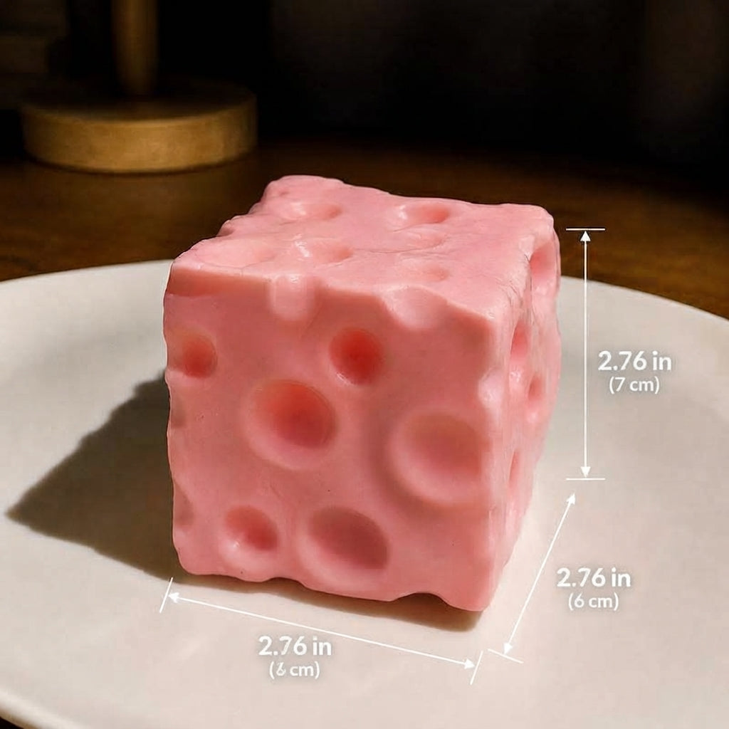 🔥✨Cheese Cube Squishy Toy - Yellow, Pink, Red & Green