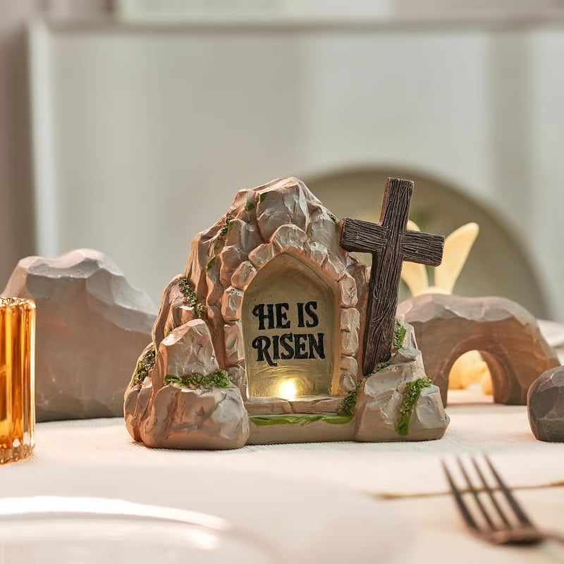 ✝️ "HE IS RISEN" Empty Tomb Easter Scene LED Light Ornament✨Bring the Light of Resurrection Into Your Home