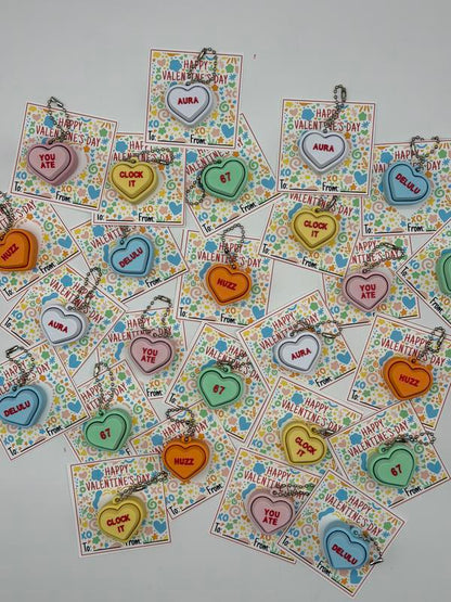 🎨🧠 Brain Rot Sayings Set 2 – ❤️Valentine's Day Fidget Clicker Keychain Classroom Pack (✨Set of 20)