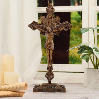 St. Benedict Exorcism Cross wood carved - Bless you and your family
