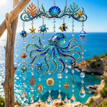 🌊Ocean-Themed Crystal Wind Chime – ✨Bring the Ocean Glow to Your Garden