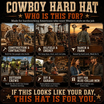 Cowboy Hard Hat for Men Western Style Work Helmet