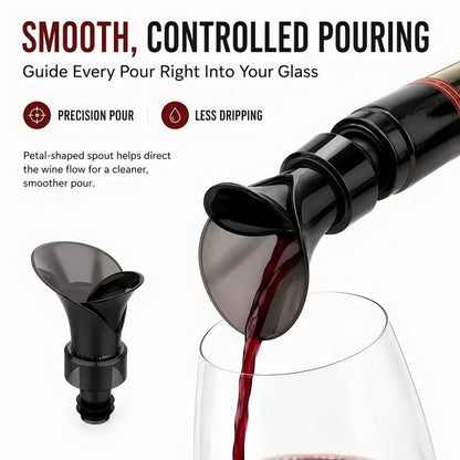 Flower Petal Wine Pourer and Stopper Drip Free Spill Proof