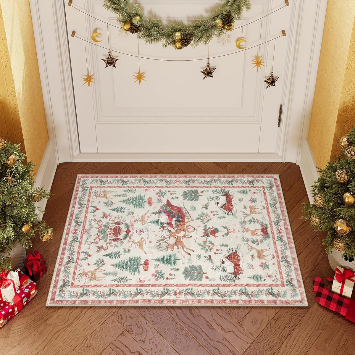 🔥LAST DAY 49% OFF🦌🎄🎅⚡Christmas Deer Santa Long Rug