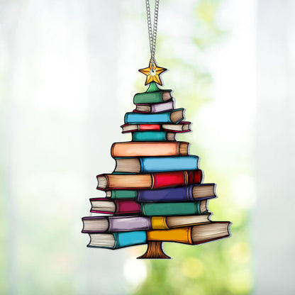 🔥LAST DAY 50% OFF - 🎄📚✨Christmas Book Tree Suncatcher Ornament