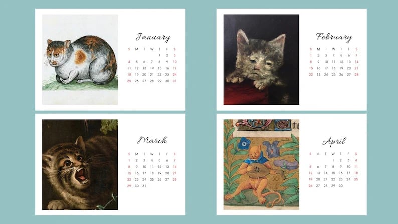 🔥Last Day 50% OFF - Ugly Cats In Renaissance Paintings 2026 Calendar