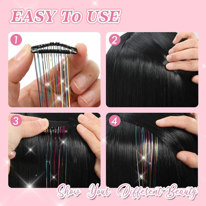 🔥Last Day 50% OFF✨Clip-in Tinsel Hair Extensions (A set of 12 pieces)