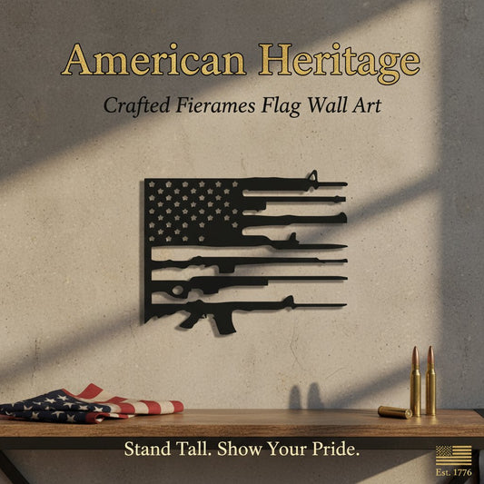 🦅Vintage American Flag and Gun Metal Wall Art