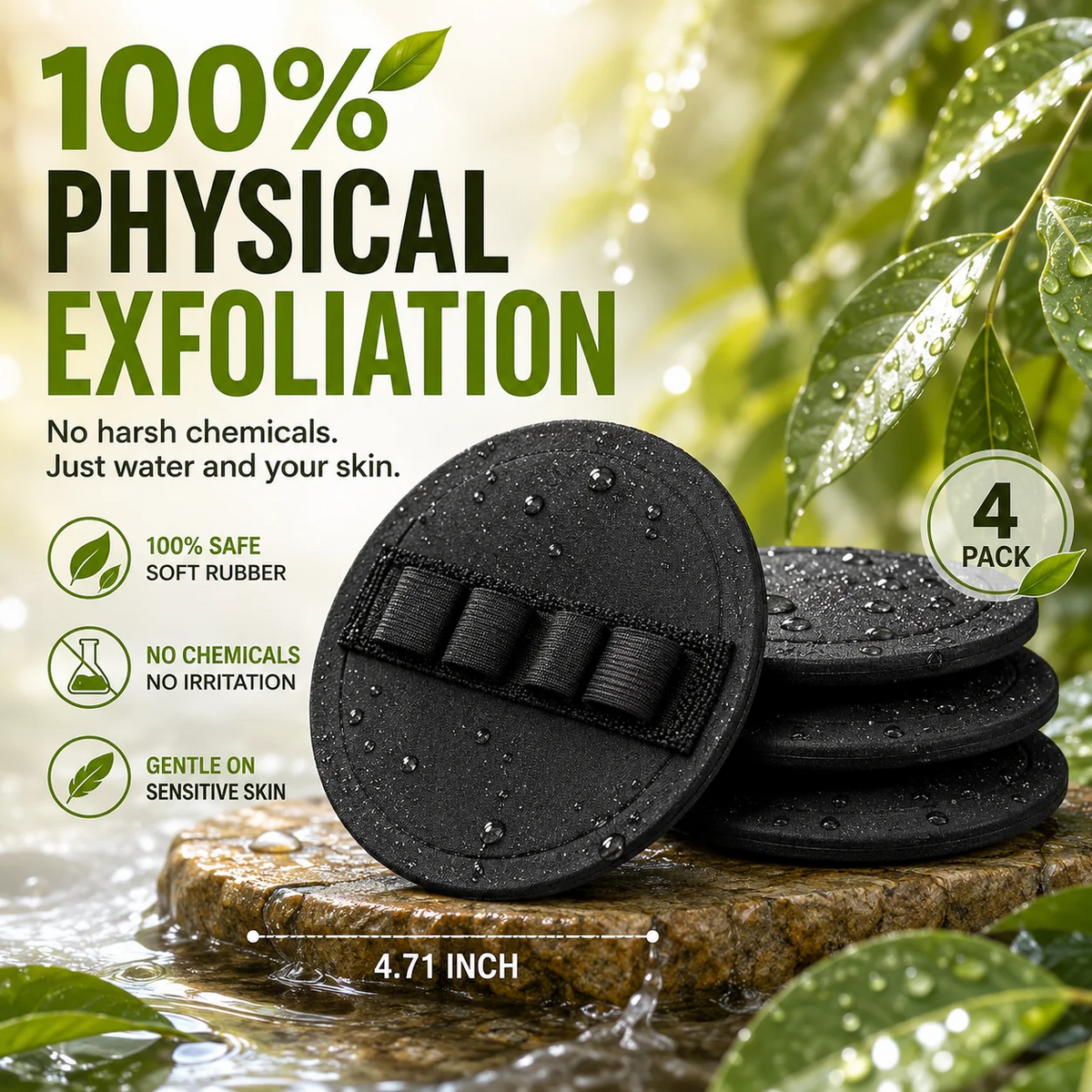 🧽 4-PackSoft🧽 Rubber Shower Scrubber for Gentle Exfoliation & Deep Cleansing