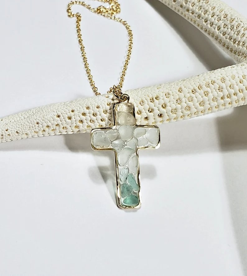 Sea Glass Cross Necklace