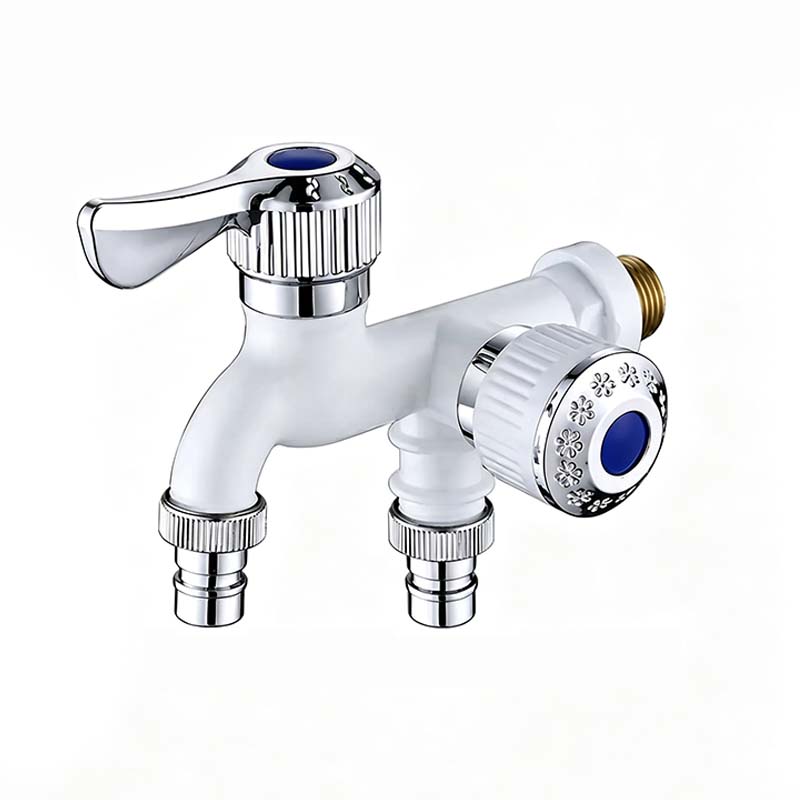 Dual Outlet Washing Machine Plastic Faucet, 1 In 2 Out Water Plastic Tap