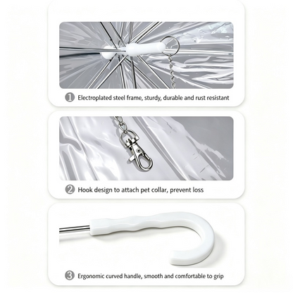 Pet Umbrella with Leash Chain, Waterproof Dog Walking Rain Umbrella