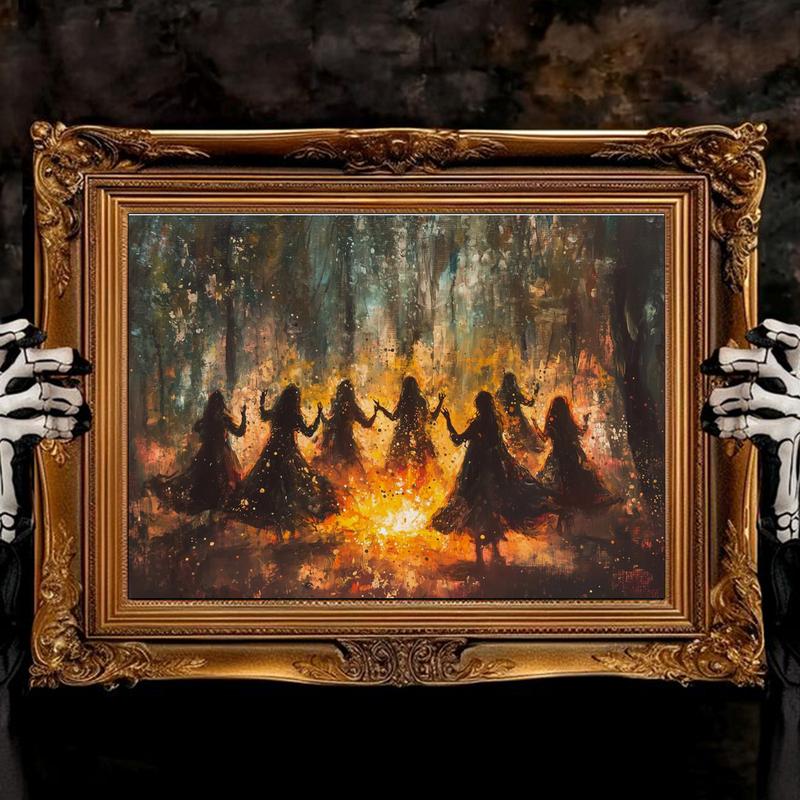 🔥Last Day 50% OFF - 🔮Witches Halloween Wall Art DarkGothic Decor for Home Library