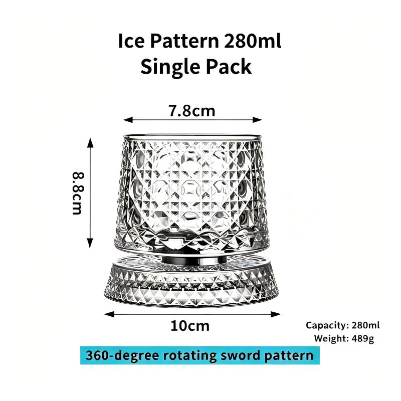 Luxury 360° Spinning Star Cut Crystal Glass for Whiskey Wine Stress Relief Gift