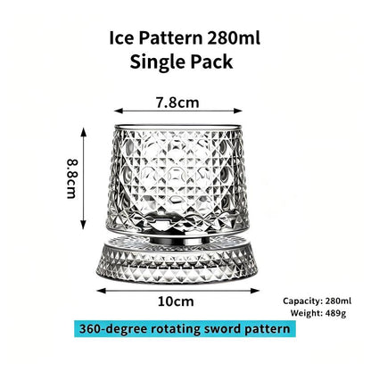 Luxury 360° Spinning Star Cut Crystal Glass for Whiskey Wine Stress Relief Gift