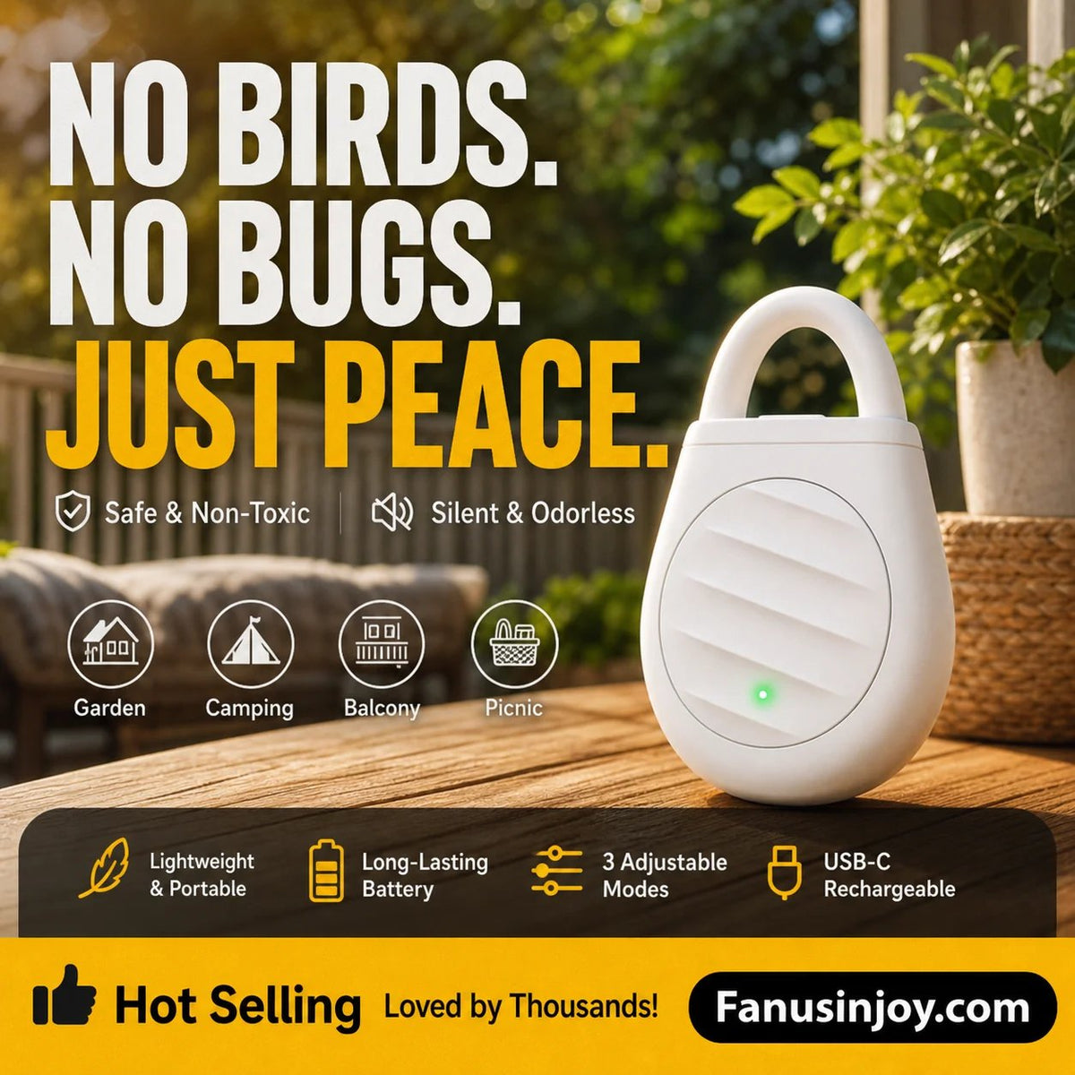 🔥Limited time offer！🐦No more trouble from birds, beasts and locusts！Portable Ultrasonic Bird Repellent Keychain