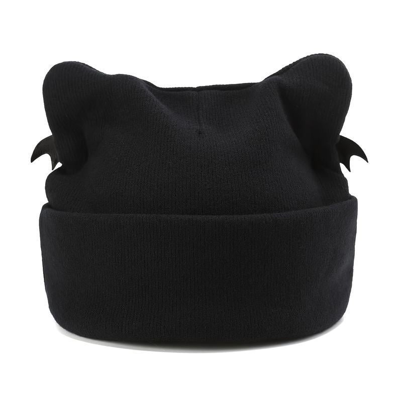 🔥Last Day 49% OFF - 🖤🦇Gothic Cat Ear Beanie with Punk Chain & Bat Charm