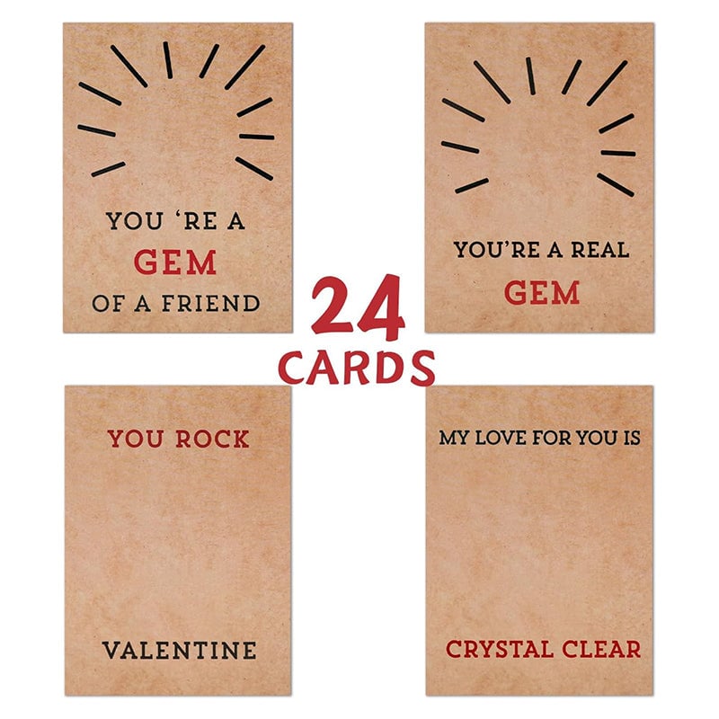 🔥Last Day: - 💖24 Pack Valentines Cards with Heart-Shape Crystals