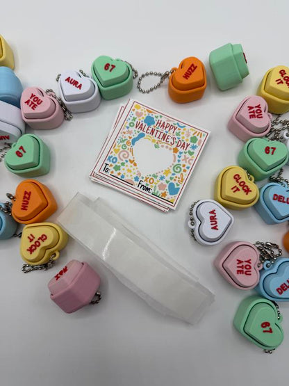 🎨🧠 Brain Rot Sayings Set 2 – ❤️Valentine's Day Fidget Clicker Keychain Classroom Pack (✨Set of 20)