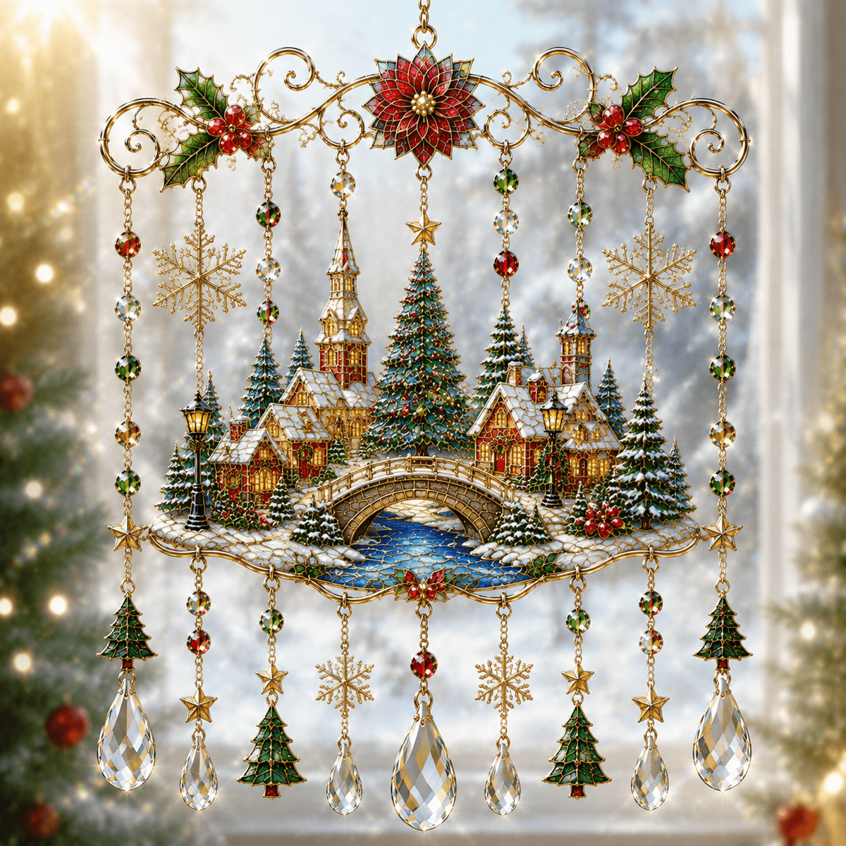 🔥Last Day 49% OFF - Handmade Christmas Stained Glass Window Hanging