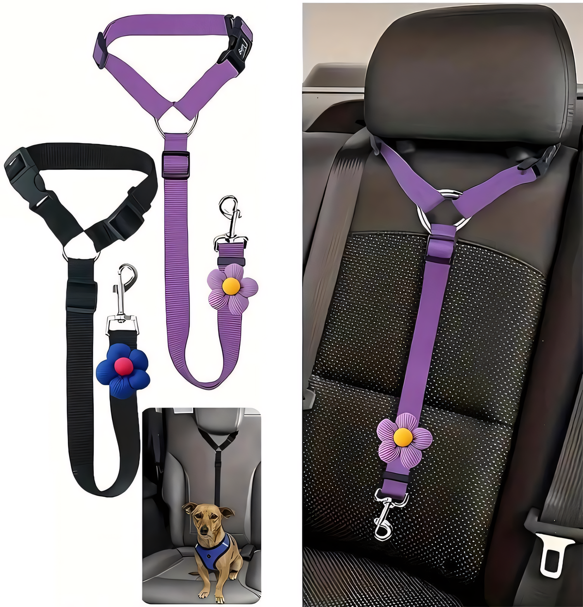 🔥 🔥2-Pack Dog Travel Safety Belts