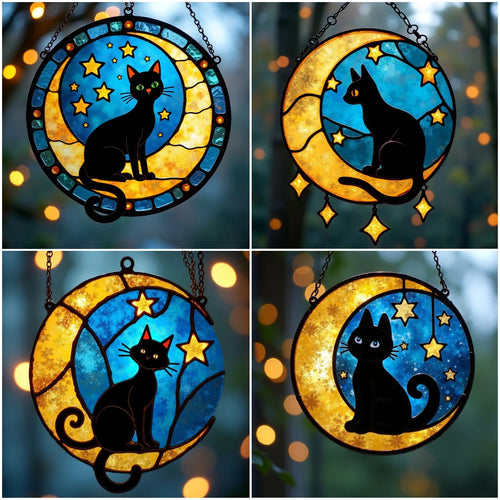 🔥LAST DAY SALE 50% OFF - ✨Whimsical Moonlight Cat Window Hanging