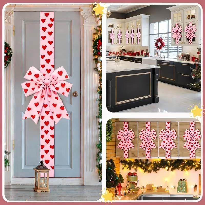 🎨💖Valentine's Day Pink Heart Large Bow Decoration