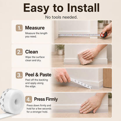 🚪 16.4Ft Adhesive Weather Stripping Tape , Draft Stopper for Doors & Windows, Shower Sealing