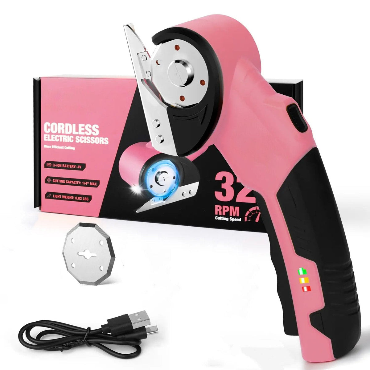 ✂️Cordless Electric Scissors 4V – Rechargeable Heavy Duty Cutter with Safety Lock, LED Light, Long Battery Life
