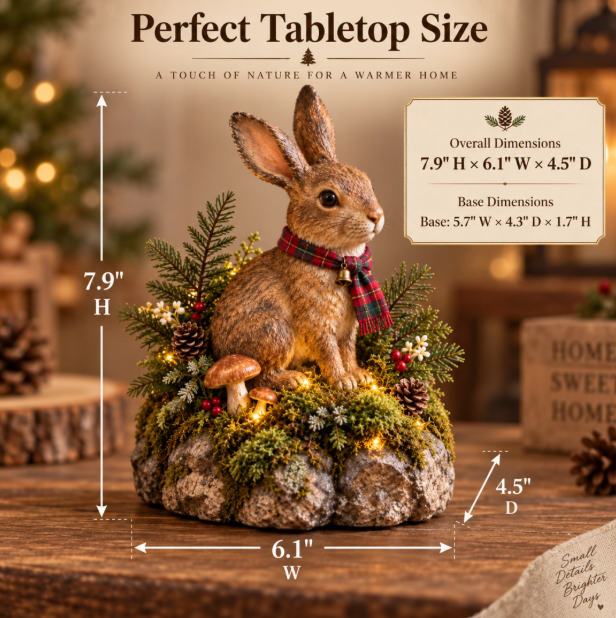Meet Your New Forest Friend: Lighted Christmas Bunny Statue🐇
