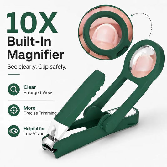 10X Magnifying Nail Clipper with Built In Magnifier Stainless Steel for Seniors Adults