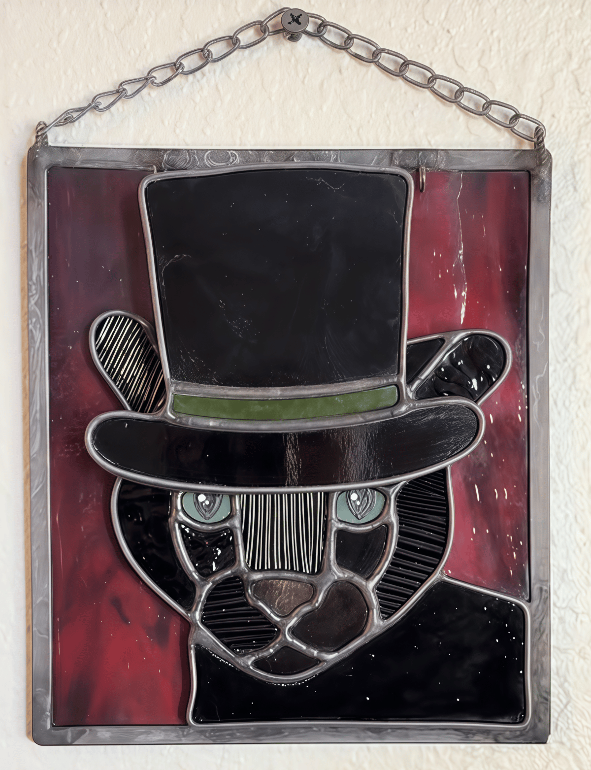 🔥Last Day 49% OFF -  🐆✨Stained Glass Black Cat Suncatcher Window Hanging Decor, Interchangeable Hat Design