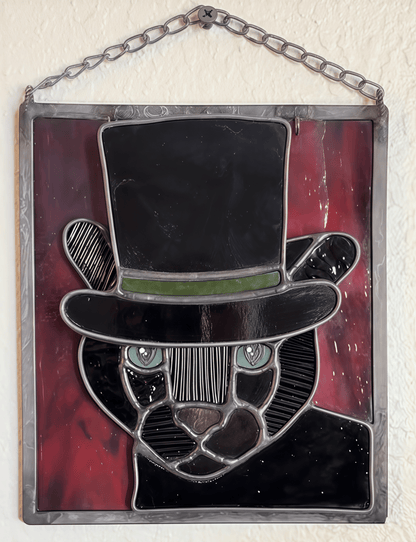 🔥Last Day 49% OFF -  🐆✨Stained Glass Black Cat Suncatcher Window Hanging Decor, Interchangeable Hat Design