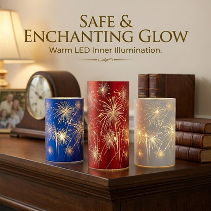 🕯️ ✨ Celebration Firework Lanterns – Premium Patriotic Red, White & Blue Trio