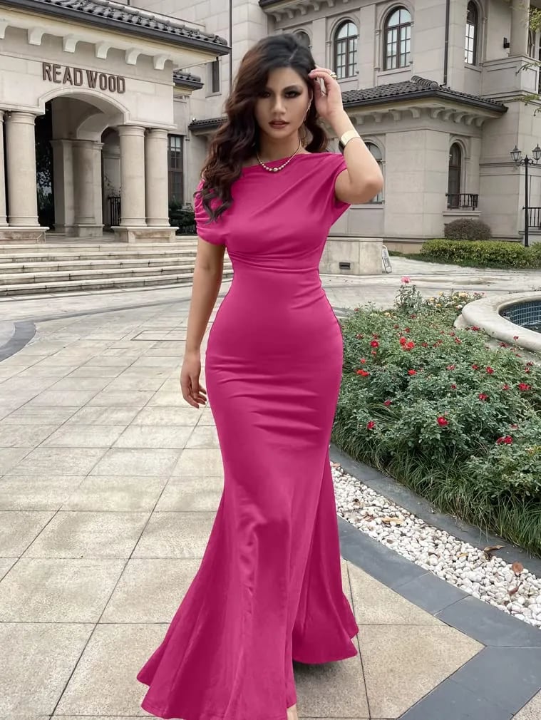 💃WOMEN'S ELEGANT SLEEVELESS OFF SHOULDER BODYCON LONG FORMAL PARTY EVENING DRESS(🔥Same as in the video)