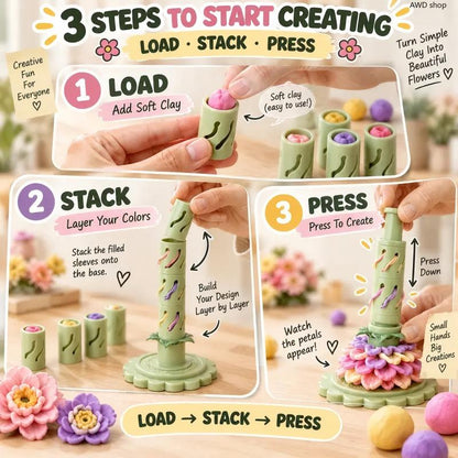 Modular Clay Bloom Maker DIY Polymer Clay Flower Shaping Tool Set for Handmade Floral Crafts